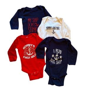Set of 4 Nautical Onesies 6M